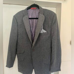 Ellie Balleh Men's Gray Pinstripe Blazer - Classic Single-Breast Suit Jacket